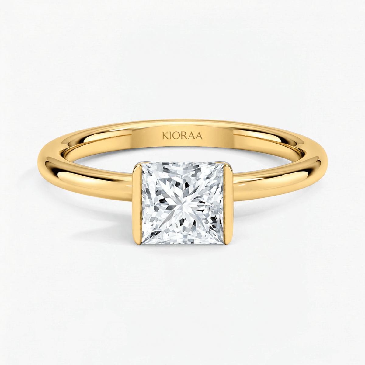 Princess Semi Bezel Solitaire Engagement Ring