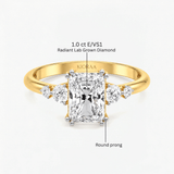 Radiant Accent Double Prong Solitaire Ring, thumbnail 10