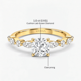 Cushion Diamond Petals Solitaire Ring, thumbnail 10