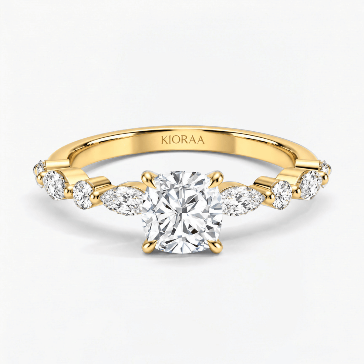 Cushion Diamond Petals Solitaire Ring