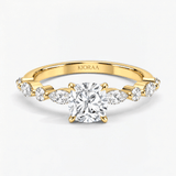 Cushion Diamond Petals Solitaire Ring, thumbnail 1