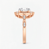 Round Diamond Vintage Rosette Engagement Ring, thumbnail 9