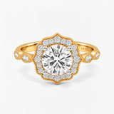 Round Diamond Vintage Rosette Engagement Ring, thumbnail 1