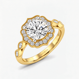 Round Diamond Vintage Rosette Engagement Ring, thumbnail 2