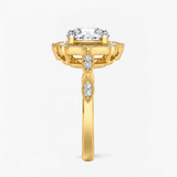 Round Diamond Vintage Rosette Engagement Ring, thumbnail 3
