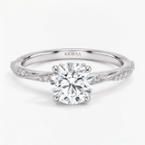 Round Willow Twist Hidden Halo Solitaire Ring, thumbnail 4