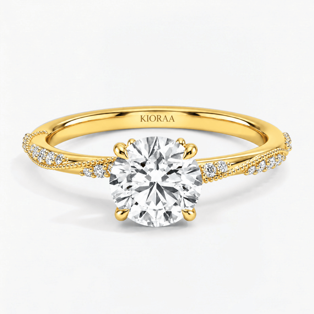 Round Willow Twist Hidden Halo Solitaire Ring