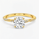Round Willow Twist Hidden Halo Solitaire Ring, thumbnail 1