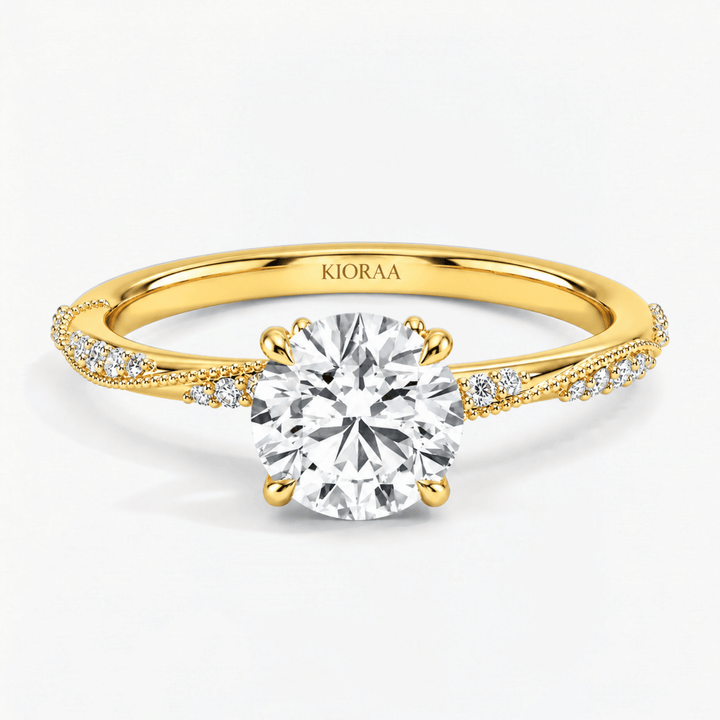 Round Willow Twist Hidden Halo Solitaire Ring