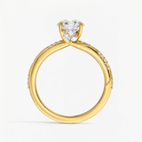 Round Willow Twist Hidden Halo Solitaire Ring, thumbnail 3