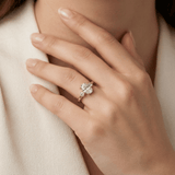 Oval Trio Hidden Halo Engagement Ring, thumbnail 10