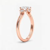 Oval Trio Hidden Halo Engagement Ring, thumbnail 6