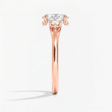 Oval Trio Hidden Halo Engagement Ring, thumbnail 7