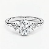 Oval Trio Hidden Halo Engagement Ring, thumbnail 4