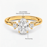 Oval Trio Hidden Halo Engagement Ring, thumbnail 11