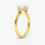Oval Trio Hidden Halo Engagement Ring, thumbnail 2
