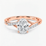 Twisted Oval Hidden Halo Engagement Ring, thumbnail 4