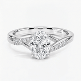 Twisted Oval Hidden Halo Engagement Ring, thumbnail 5