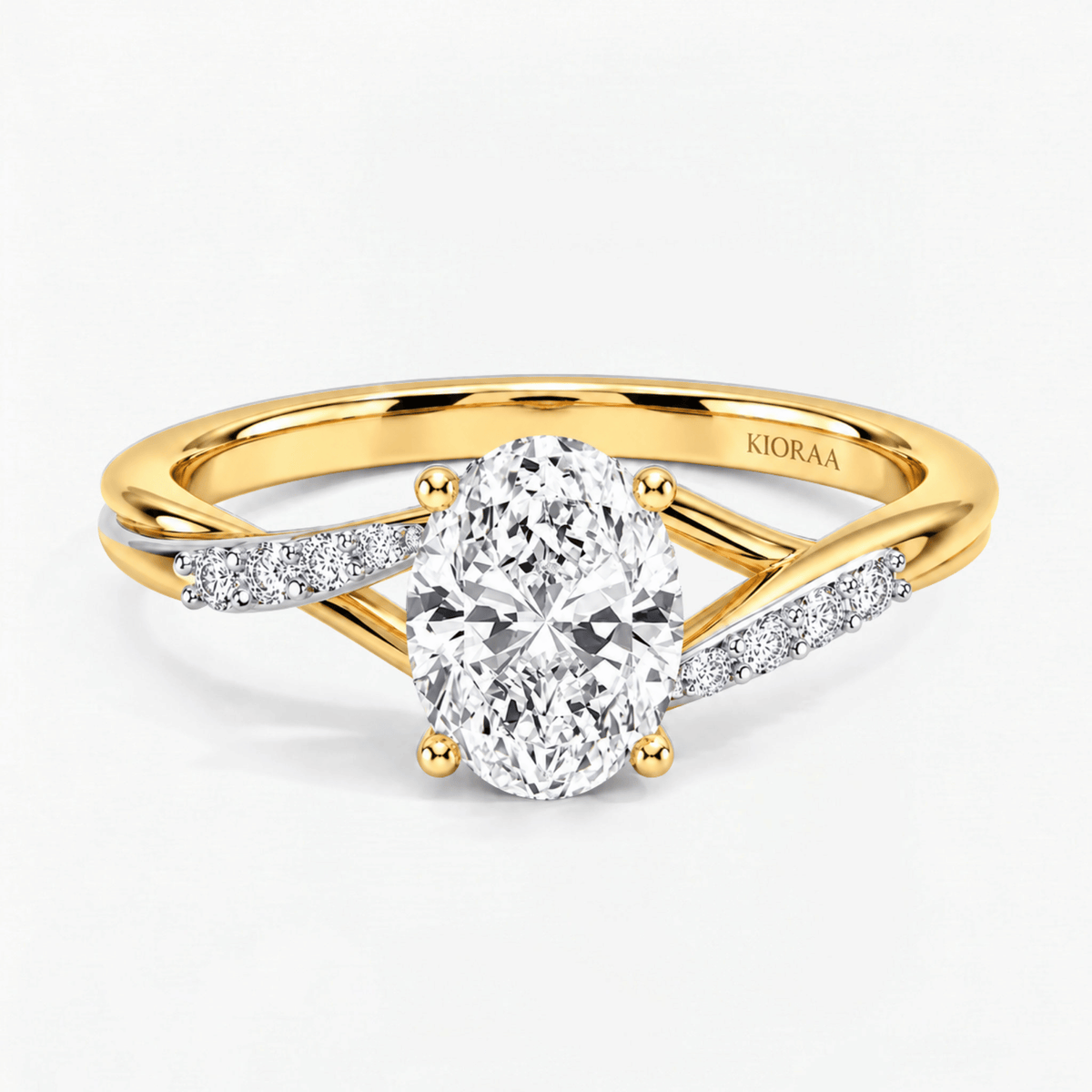 Twisted Oval Hidden Halo Engagement Ring