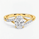 Twisted Oval Hidden Halo Engagement Ring, thumbnail 1