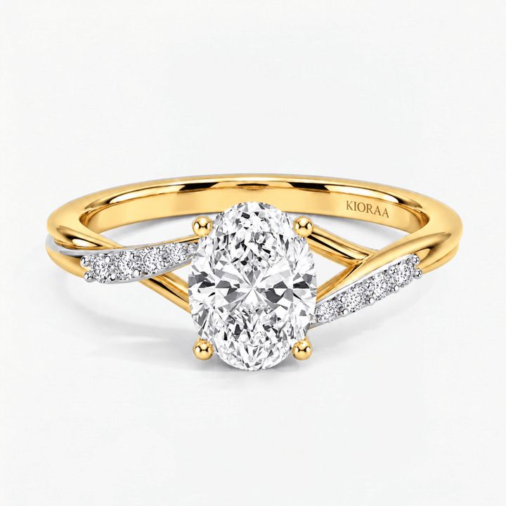 Twisted Oval Hidden Halo Engagement Ring