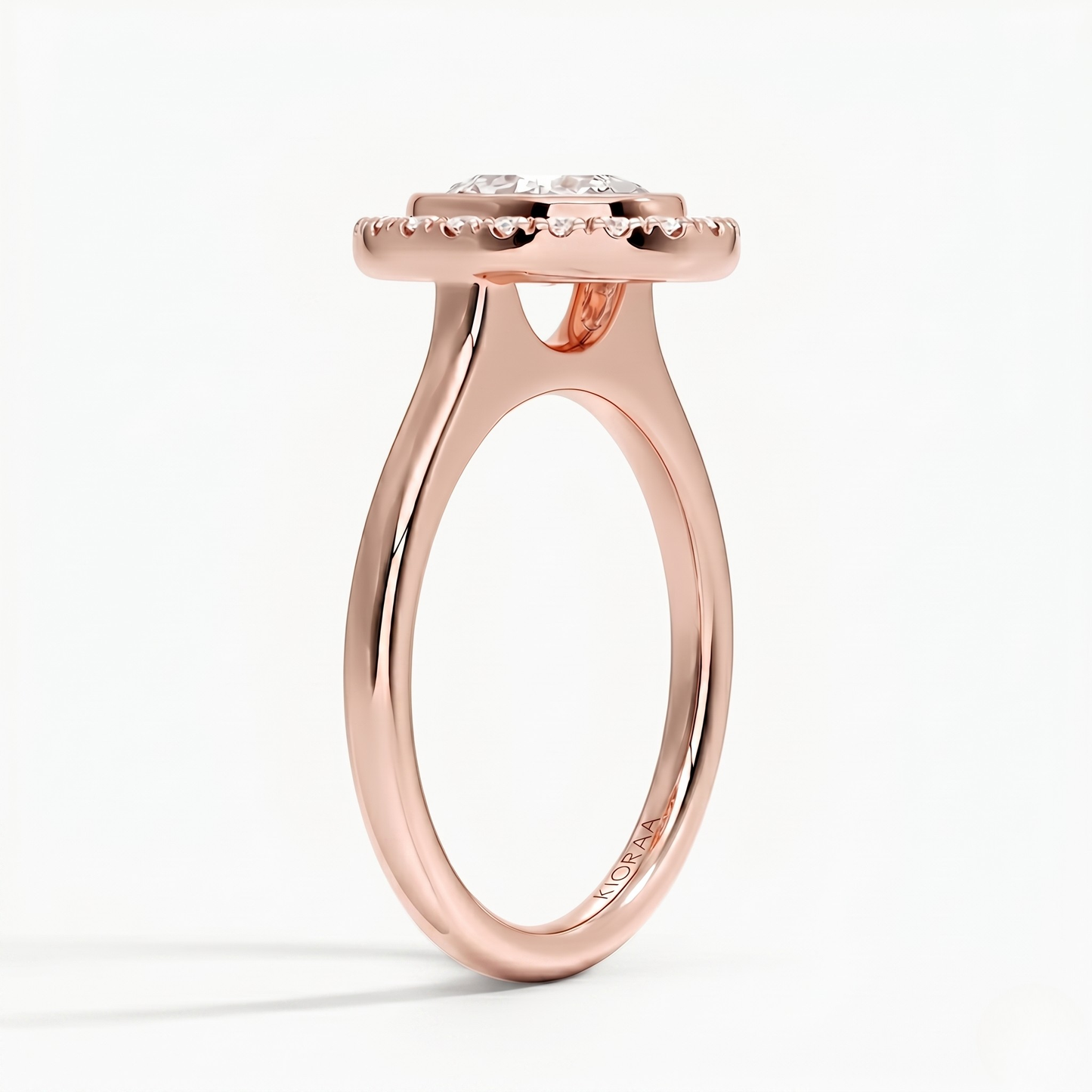 Oval Shape Halo Bezel Set Engagement Ring