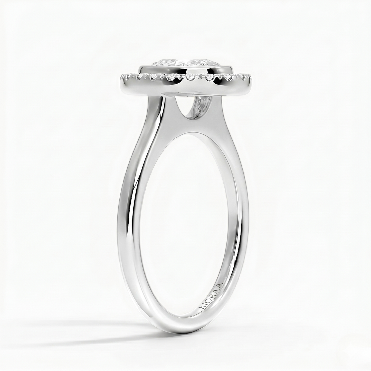 Oval Shape Halo Bezel Set Engagement Ring
