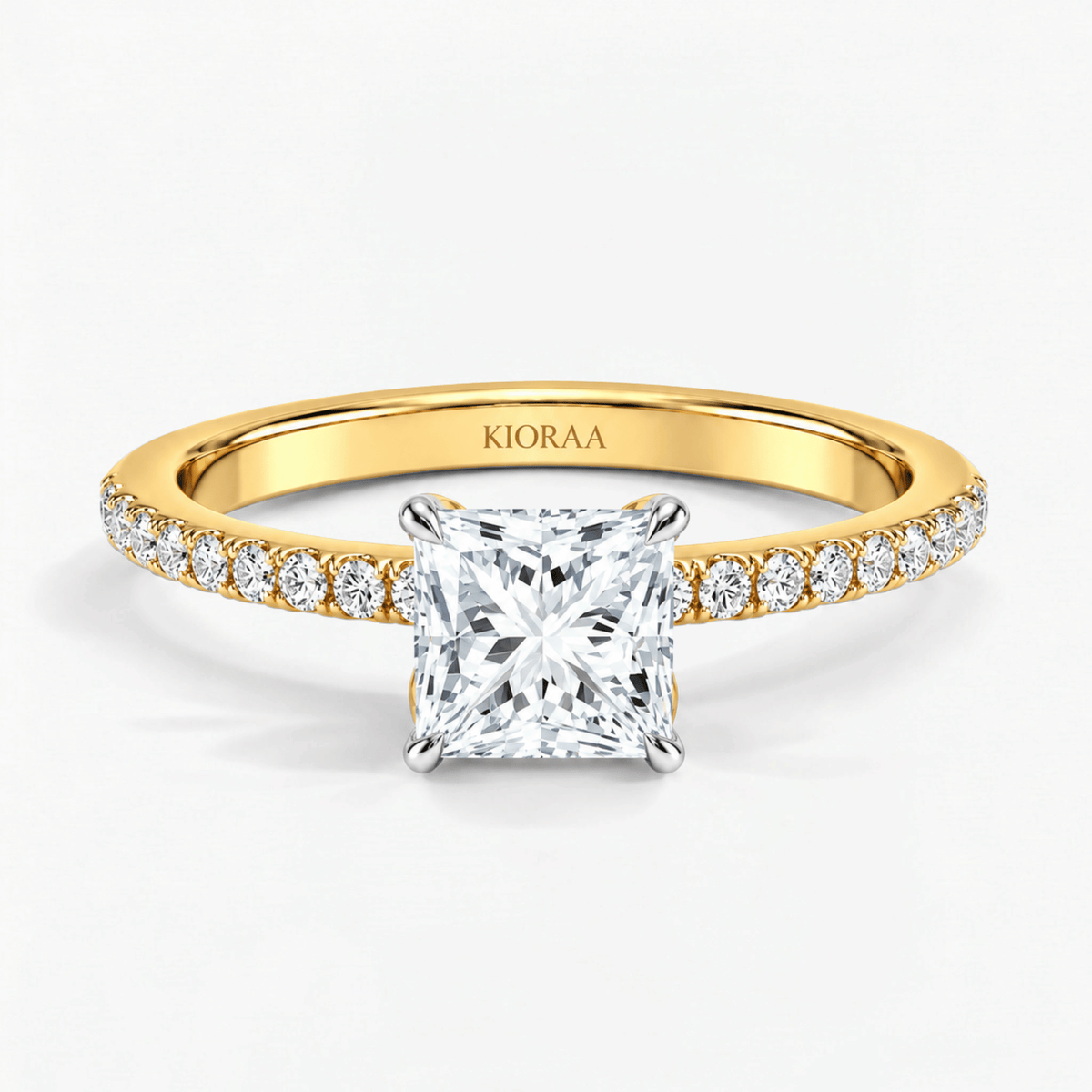 Princess Petal Prism Hidden Halo Engagement Ring