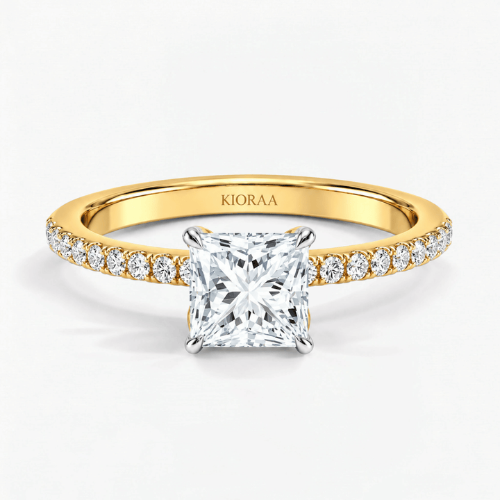 Princess Petal Prism Hidden Halo Engagement Ring