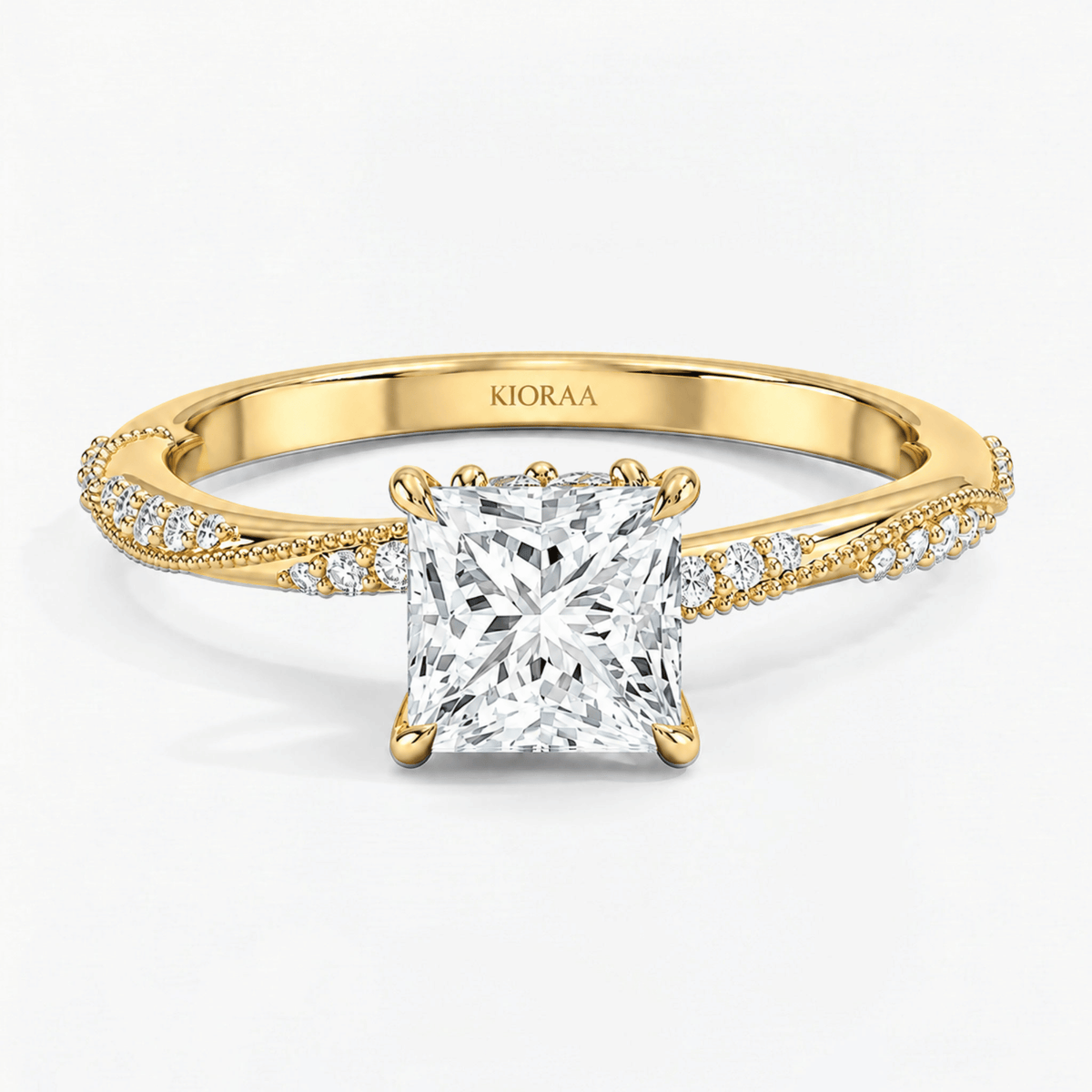 Princess Willow Twist Hidden Halo Solitaire Ring