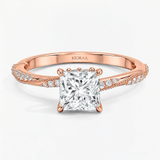 Princess Willow Twist Hidden Halo Solitaire Ring, thumbnail 4