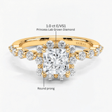 Princess Diamond Bubble Halo Ring, thumbnail 10