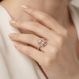 Emerald Victoria Petal Halo Engagement Ring, thumbnail 11
