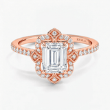 Emerald Victoria Petal Halo Engagement Ring, thumbnail 4