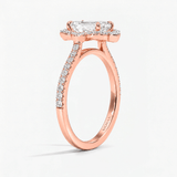 Emerald Victoria Petal Halo Engagement Ring, thumbnail 8