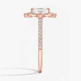Emerald Victoria Petal Halo Engagement Ring, thumbnail 9