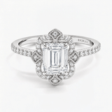 Emerald Victoria Petal Halo Engagement Ring, thumbnail 5