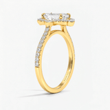 Emerald Victoria Petal Halo Engagement Ring, thumbnail 2