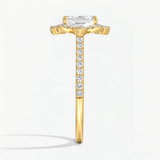 Emerald Victoria Petal Halo Engagement Ring, thumbnail 3