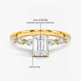 Emerald Willow Leaf Hidden Halo Engagement Ring, thumbnail 10