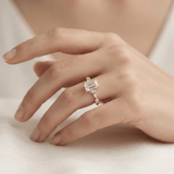 Emerald Willow Leaf Hidden Halo Engagement Ring, thumbnail 11
