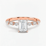 Emerald Willow Leaf Hidden Halo Engagement Ring, thumbnail 7
