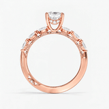 Emerald Willow Leaf Hidden Halo Engagement Ring, thumbnail 9
