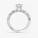 Emerald Willow Leaf Hidden Halo Engagement Ring, thumbnail 6