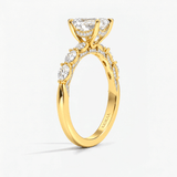 Emerald Willow Leaf Hidden Halo Engagement Ring, thumbnail 2
