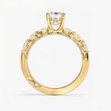 Emerald Willow Leaf Hidden Halo Engagement Ring, thumbnail 3