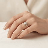 Emerald Petal Frame Halo Engagement Ring, thumbnail 11