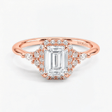 Emerald Petal Frame Halo Engagement Ring, thumbnail 4