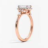 Emerald Petal Frame Halo Engagement Ring, thumbnail 8