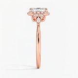Emerald Petal Frame Halo Engagement Ring, thumbnail 9